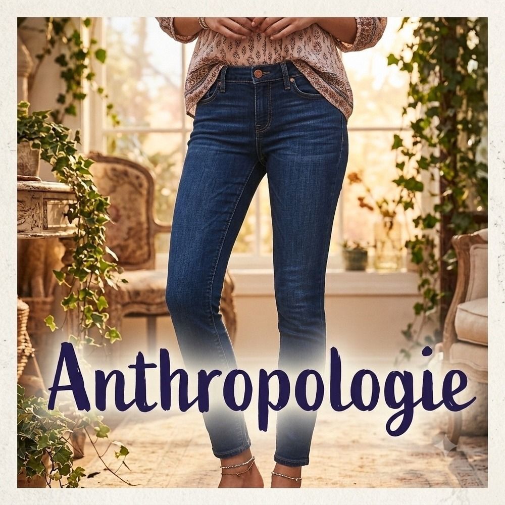 Anthropologie Pilcro and the Letterpress Skinny Jeans Dark Wash Denim Size 26